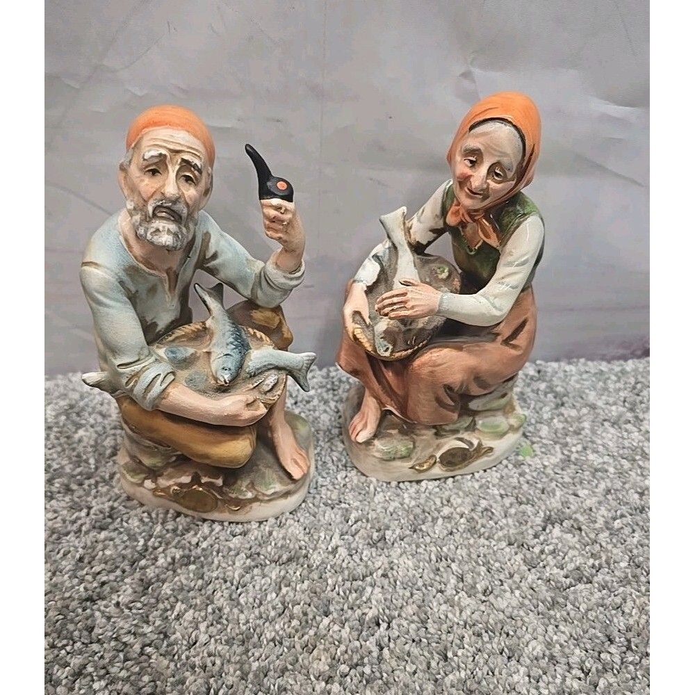 Original Arnart Creation Japan - Fisherman And Fisher Woman  Figurines